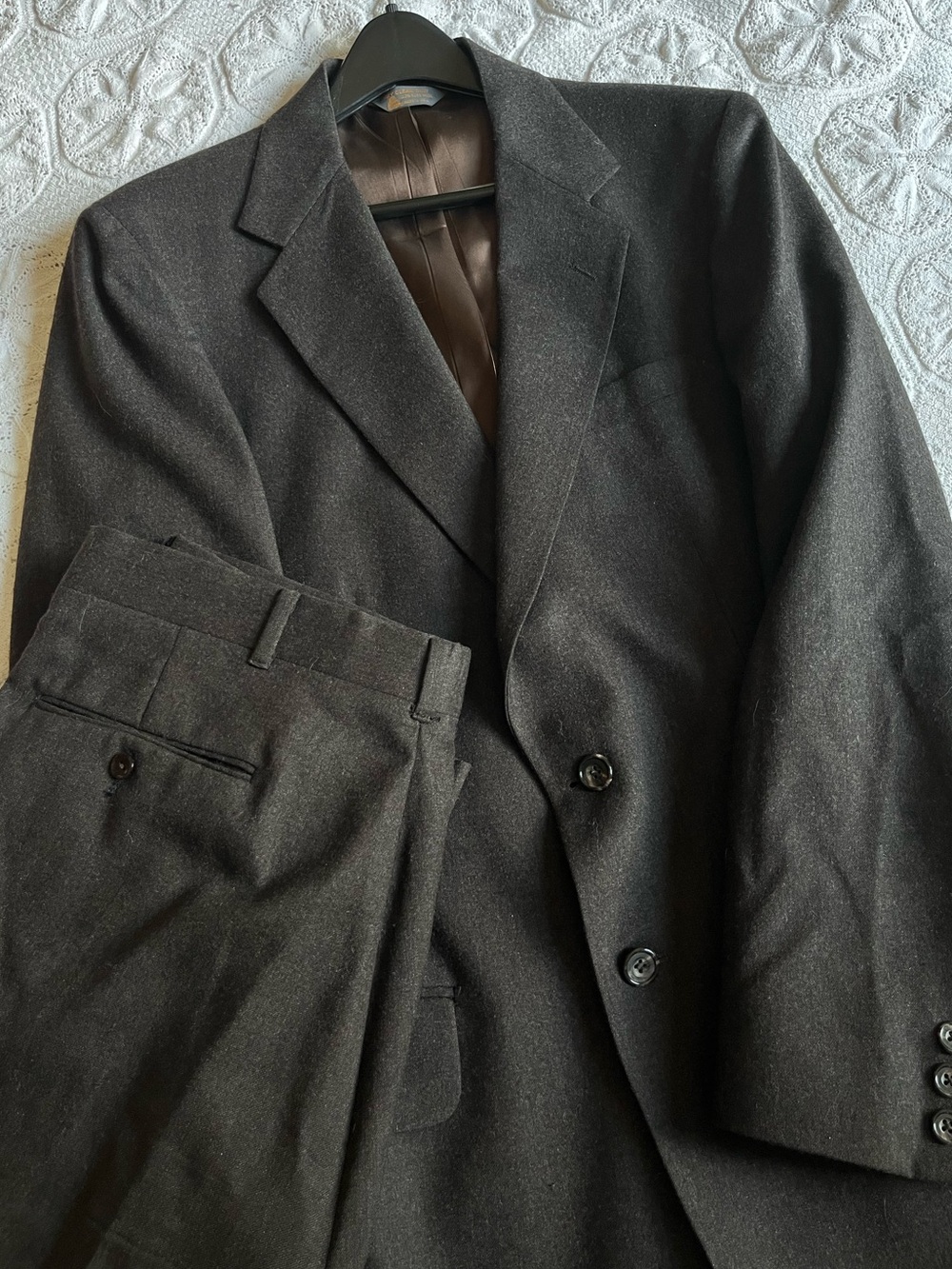 Kuppenheimer suit set blazer vintage wool coat pants dark brown medium large 38